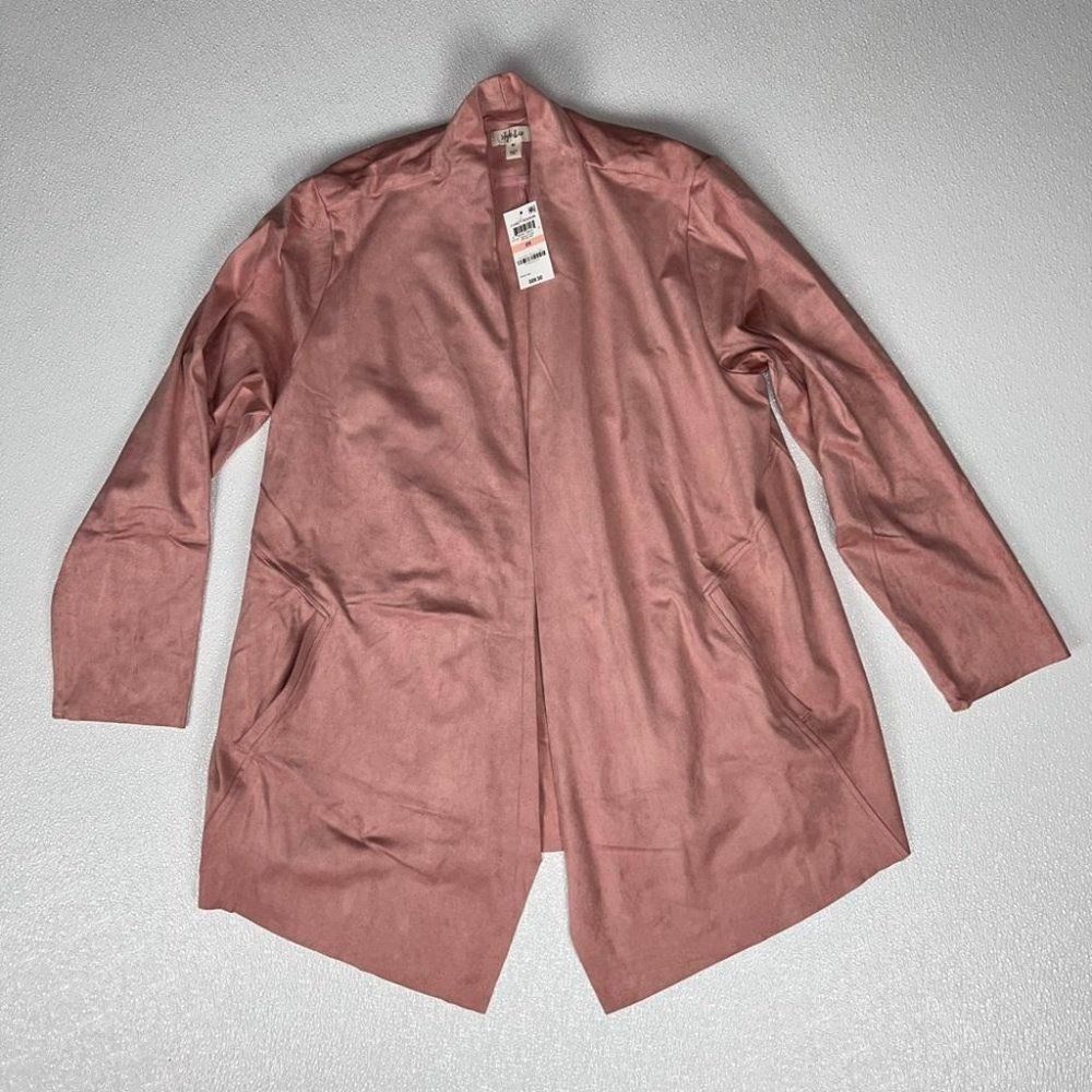 Style & Co. Womens Faux-Suede Open Front Jacket Blush Pink Size 2X NWT - Picture 3 of 9